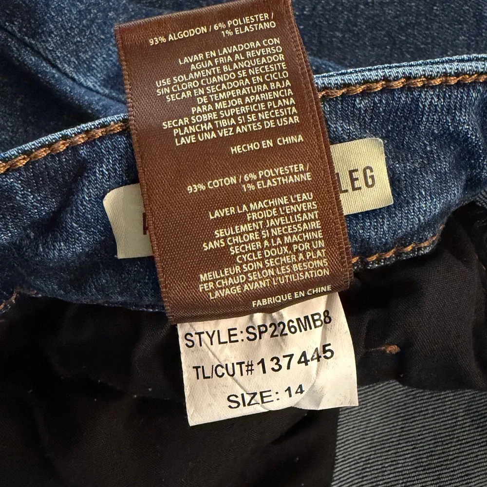 KUT from the Kloth Ankle Straight Leg Jeans Size 14 Dark Wash Cuffed Raw Hem